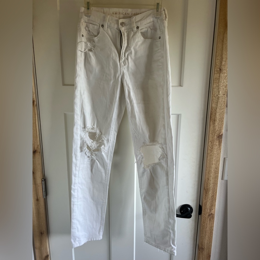 American Eagle Outfitters Men's White Ripped Jeans